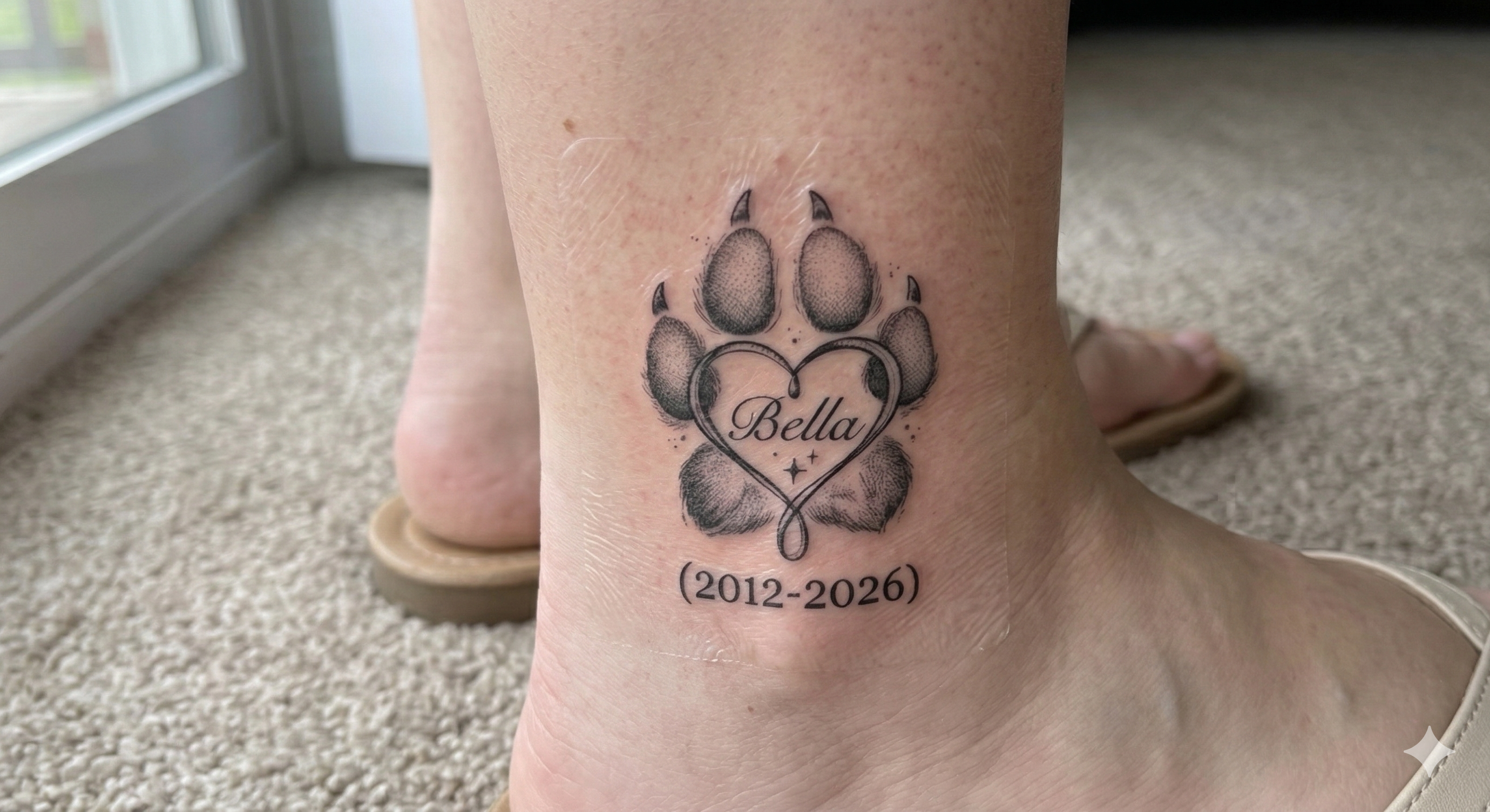 Personalized "Bella" Heart Memorial Tattoo Design (Digital Download)