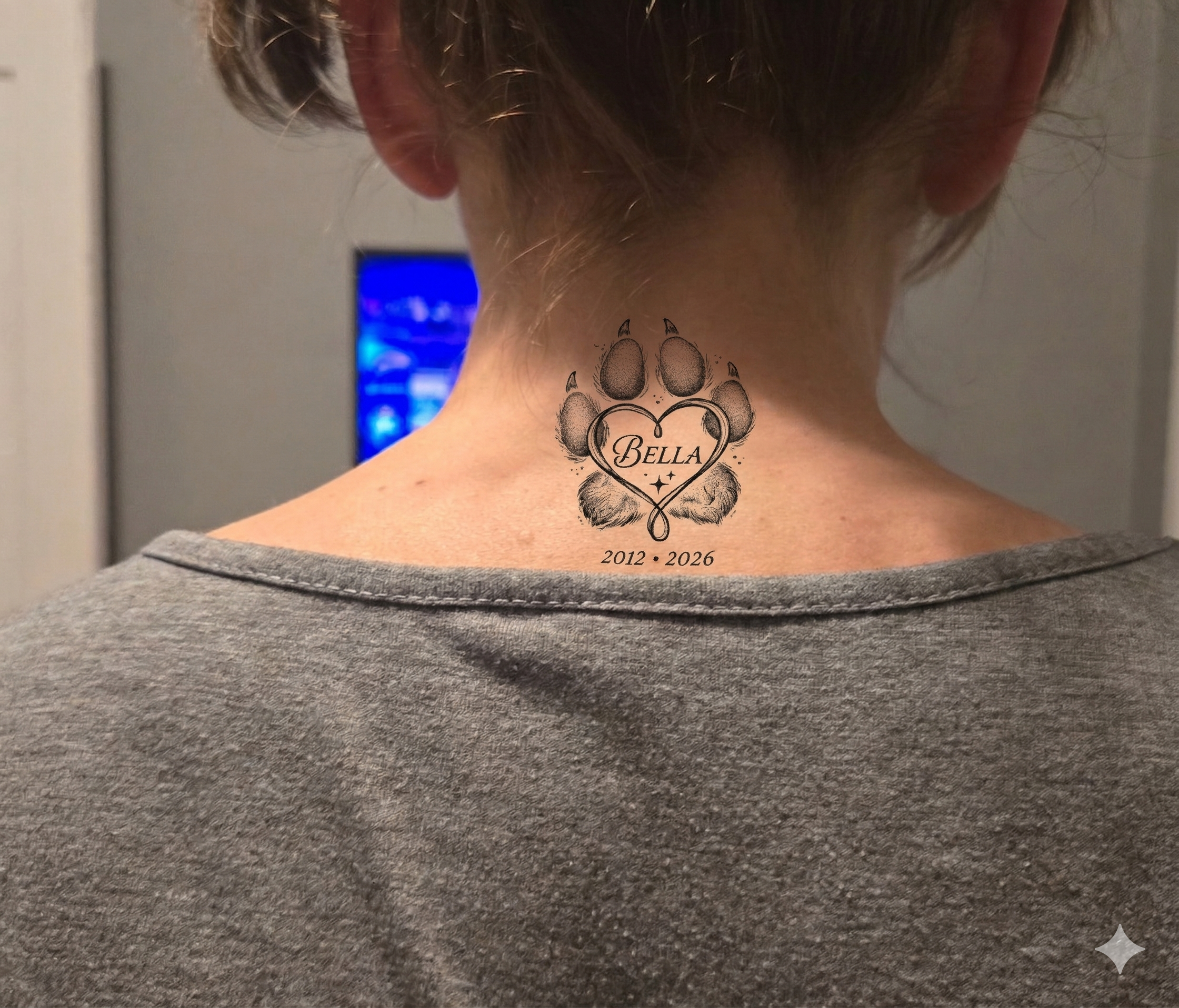 Personalized "Bella" Heart Memorial Tattoo Design (Digital Download)