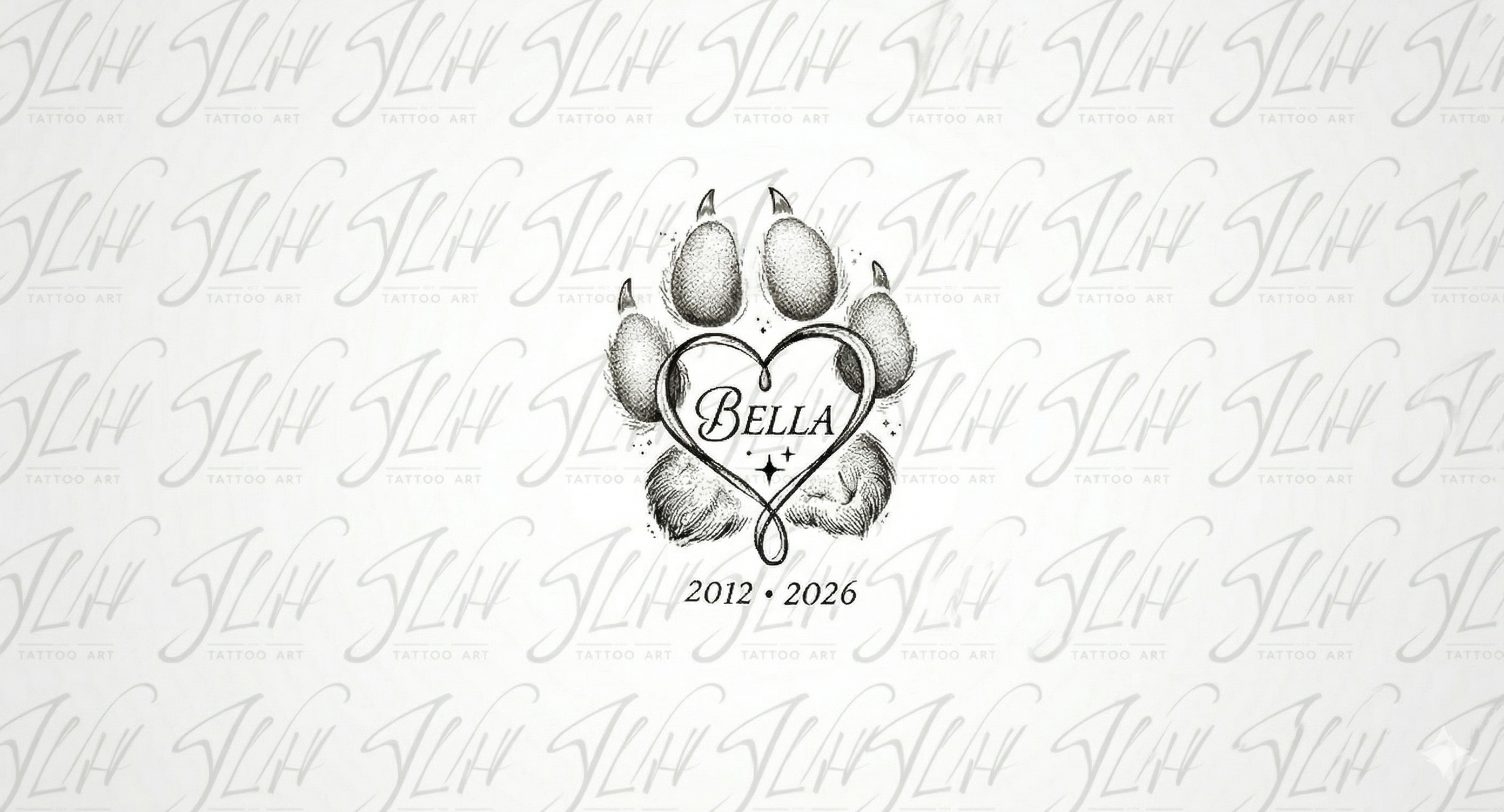 Personalized "Bella" Heart Memorial Tattoo Design (Digital Download)