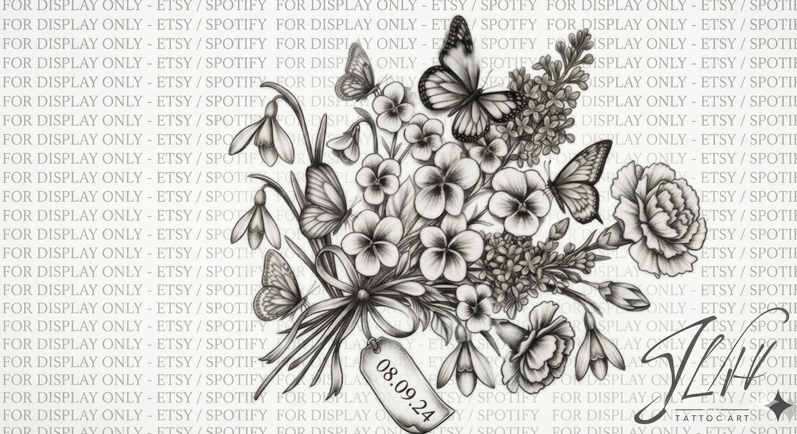 Custom Birth Flower Bouquet Tattoo with Personalization | Digital Dowload