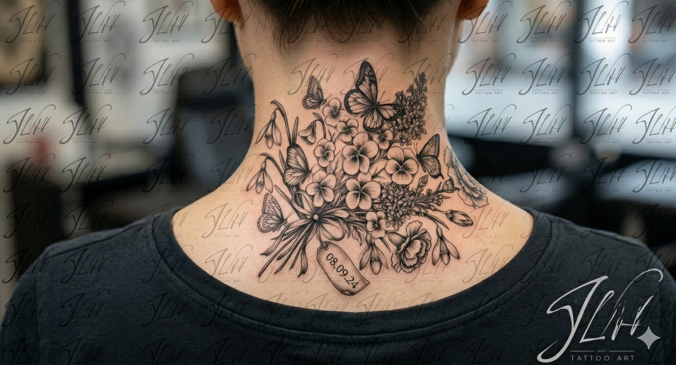 Custom Birth Flower Bouquet Tattoo with Personalization | Digital Dowload