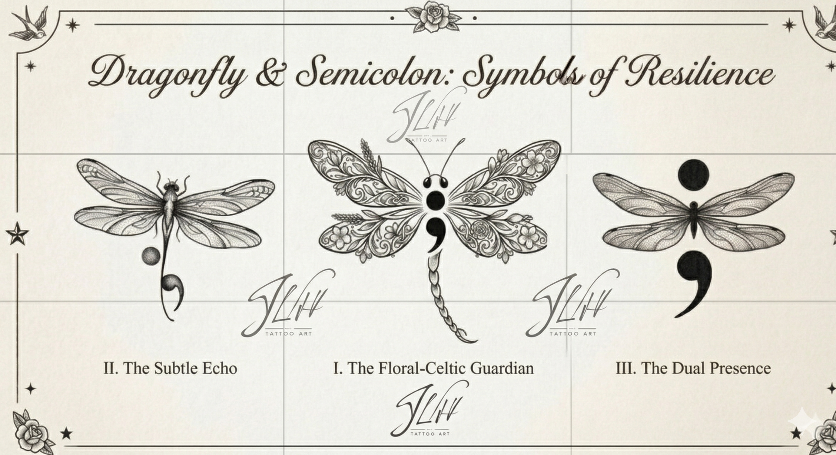 Dragonfly Semicolon Tattoo Design Bundle: Symbol of Hope & Strength