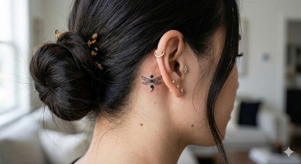 Dragonfly Semicolon Tattoo Design Bundle: Symbol of Hope & Strength