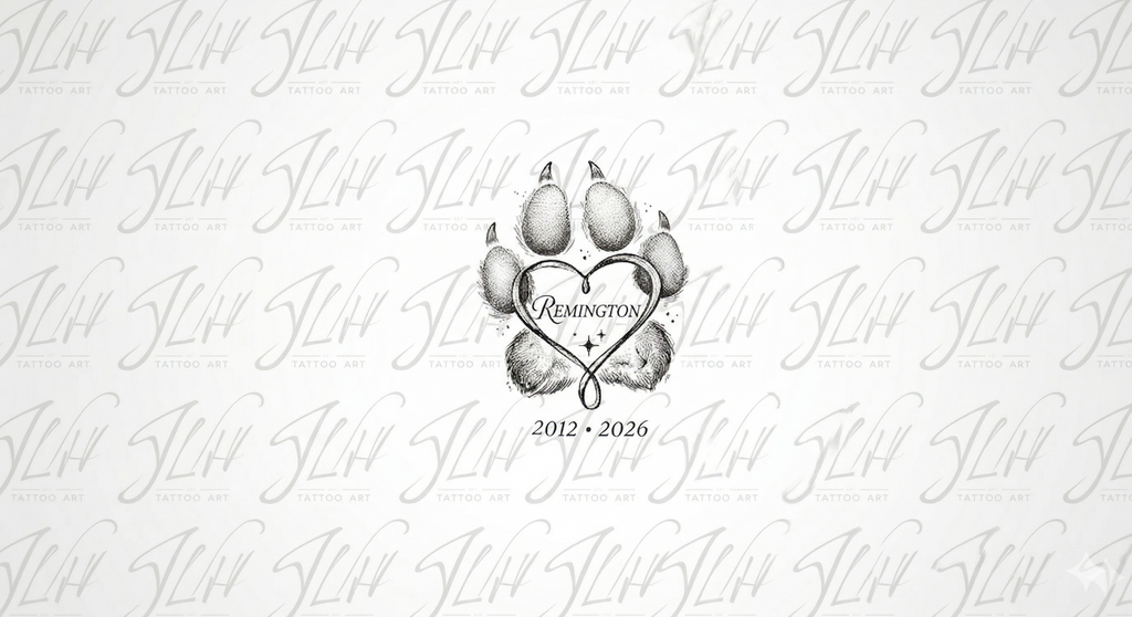 Personalized "Bella" Heart Memorial Tattoo Design (Digital Download)
