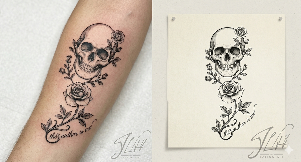 Semicolon Rose Skull Tattoo | Digital Download | Mental Awareness