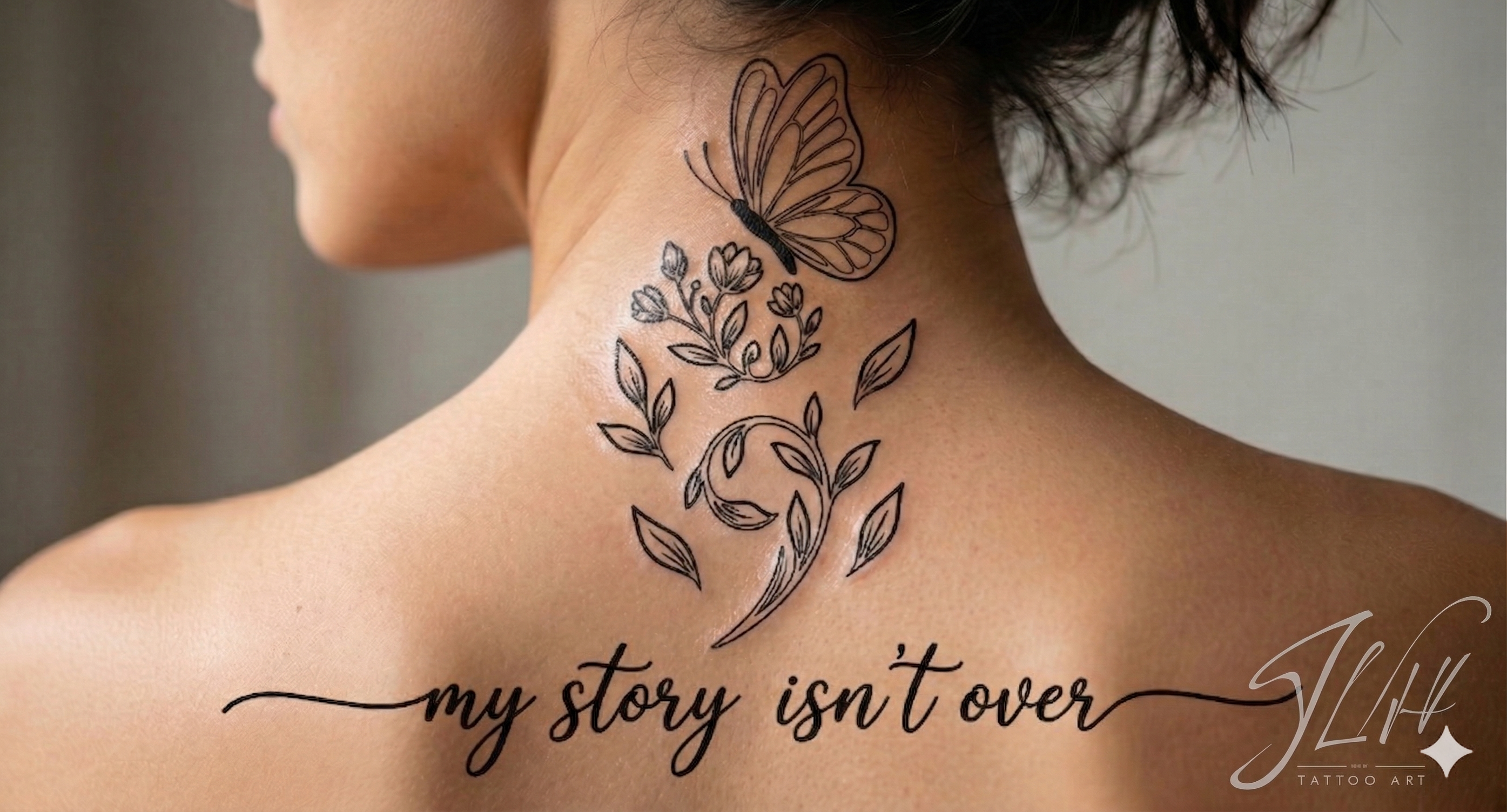 Semicolon Butterfly Tattoo | My Story Isn't Over | Mental Awareness