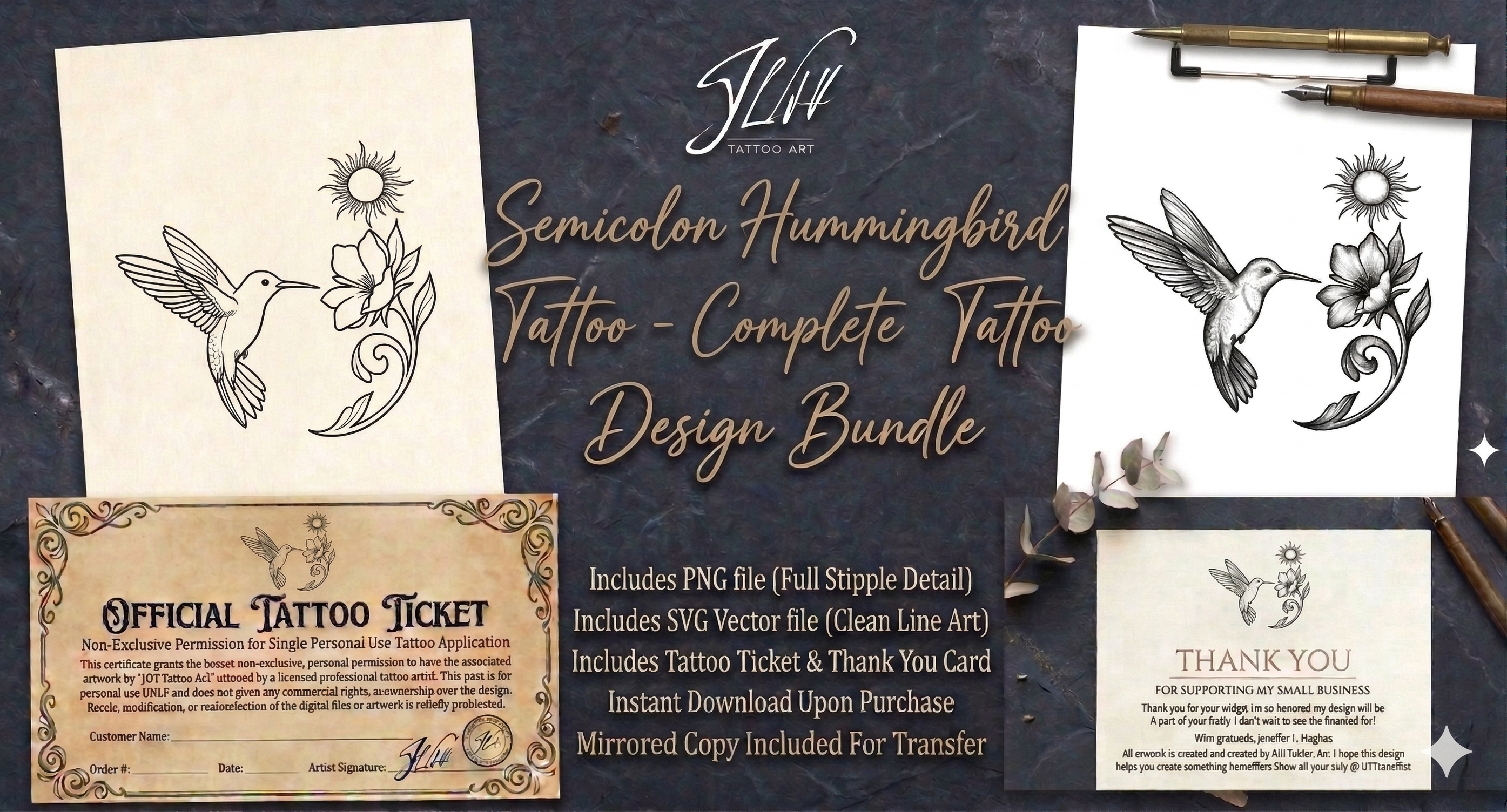 The Semicolon Hummingbird Tattoo: A Symbol of Hope and Renewal | Digital Download