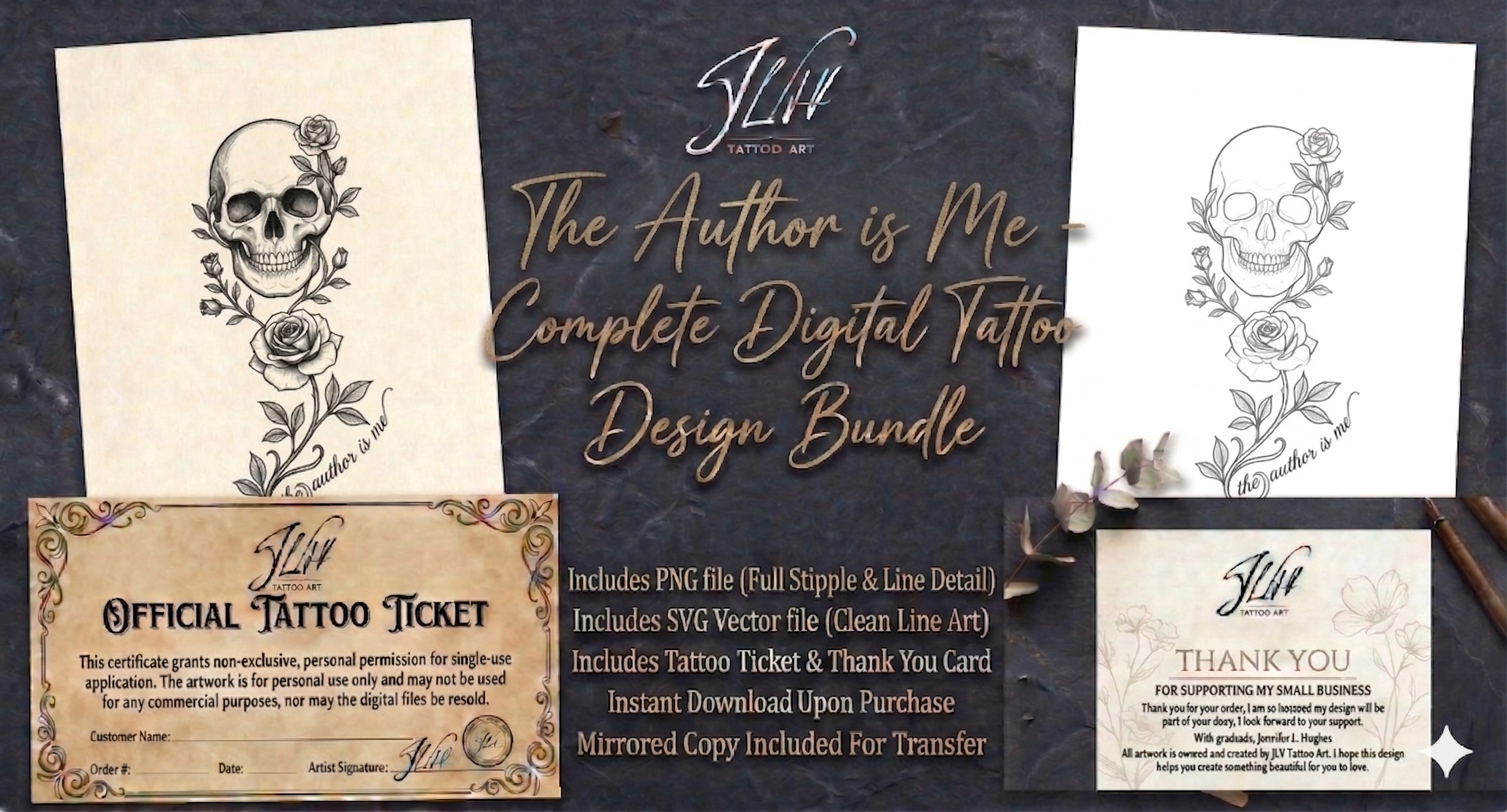 Semicolon Rose Skull Tattoo | Digital Download | Mental Awareness