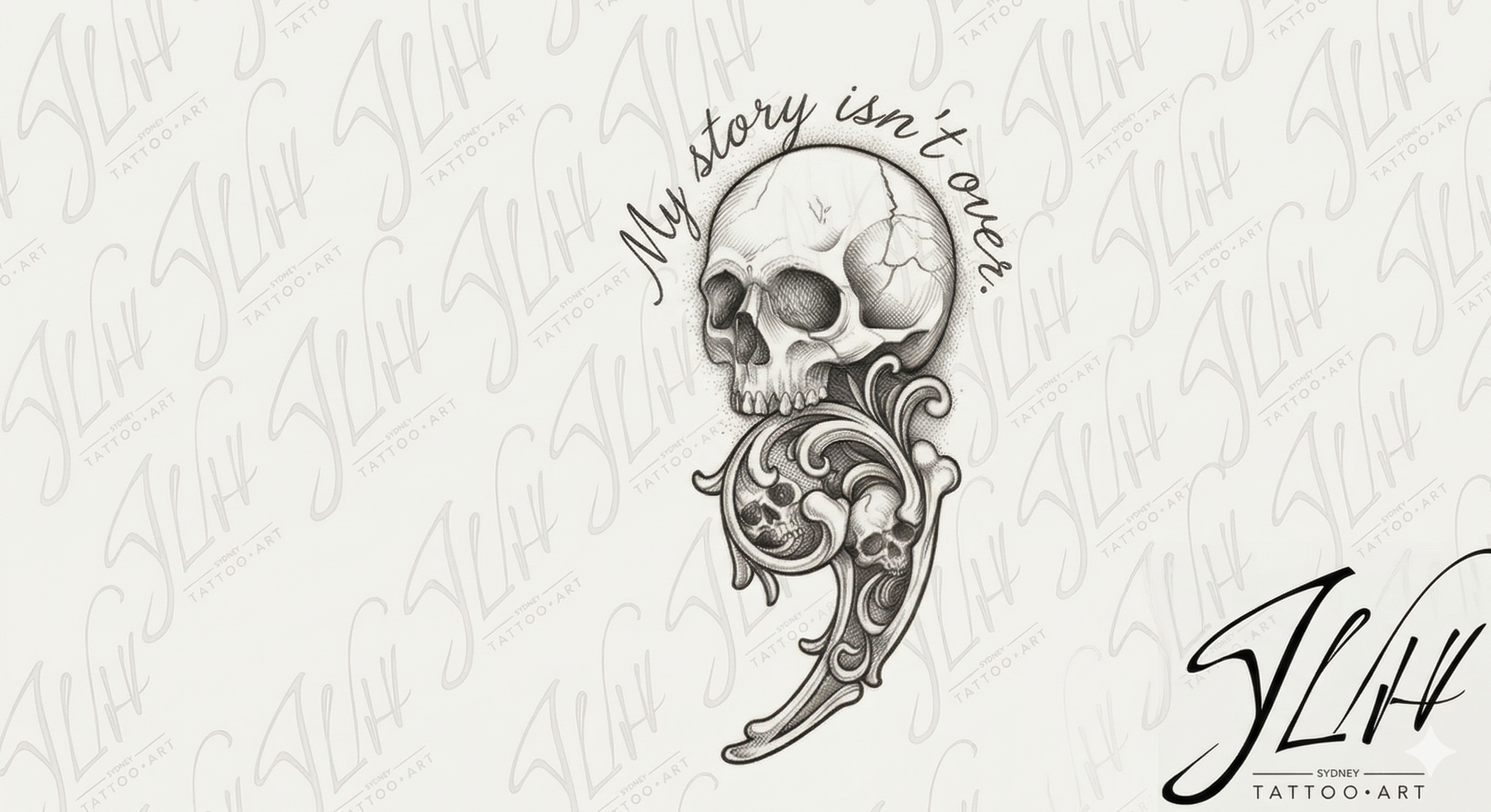 Semicolon Skulls Tattoo | Mental Health Awareness | Digital Dowload