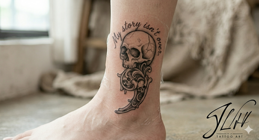 Semicolon Skulls Tattoo | Mental Health Awareness | Digital Dowload