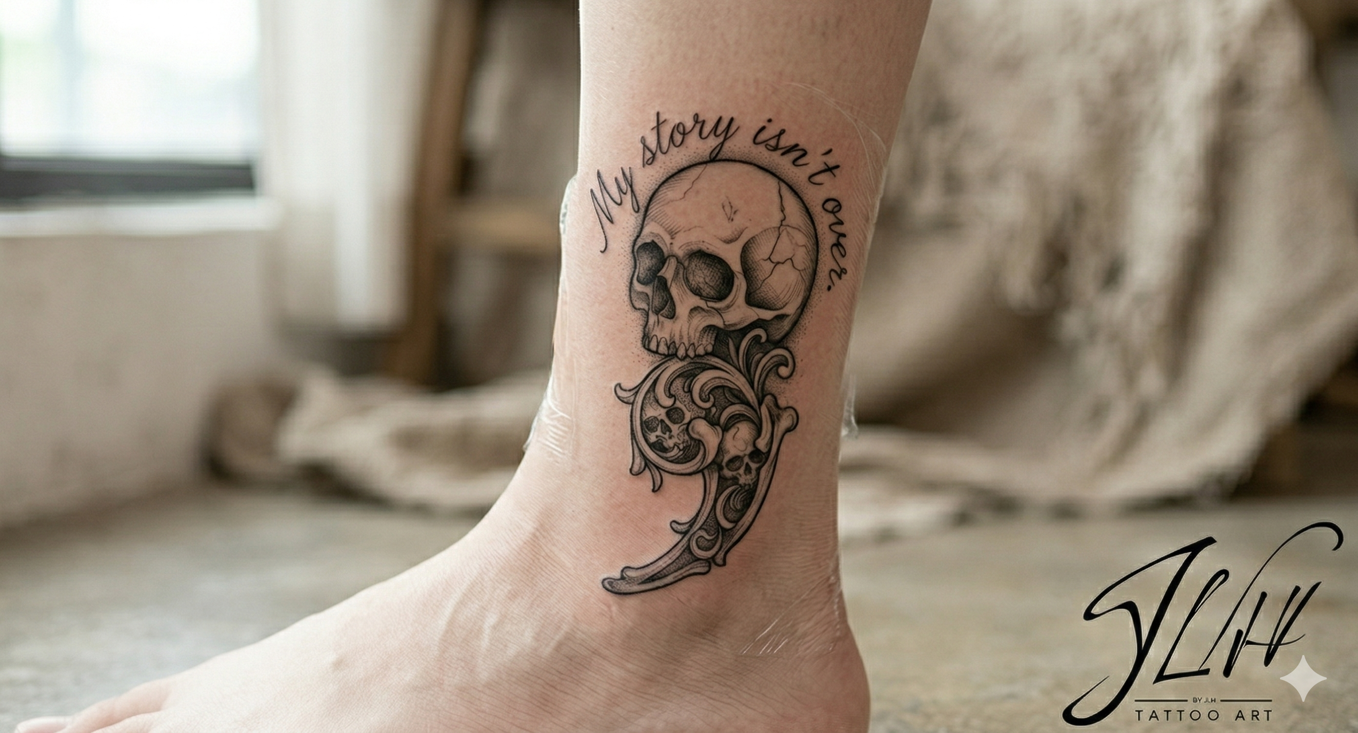 Semicolon Skulls Tattoo | Mental Health Awareness | Digital Dowload