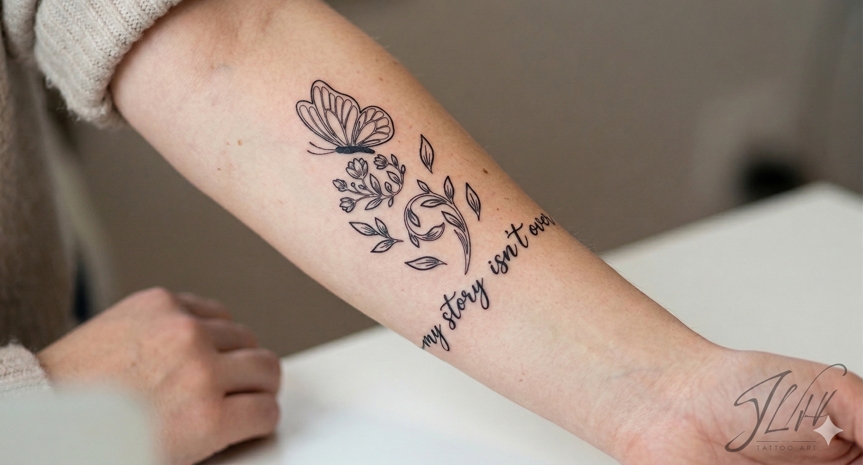 Semicolon Butterfly Tattoo | My Story Isn't Over | Mental Awareness