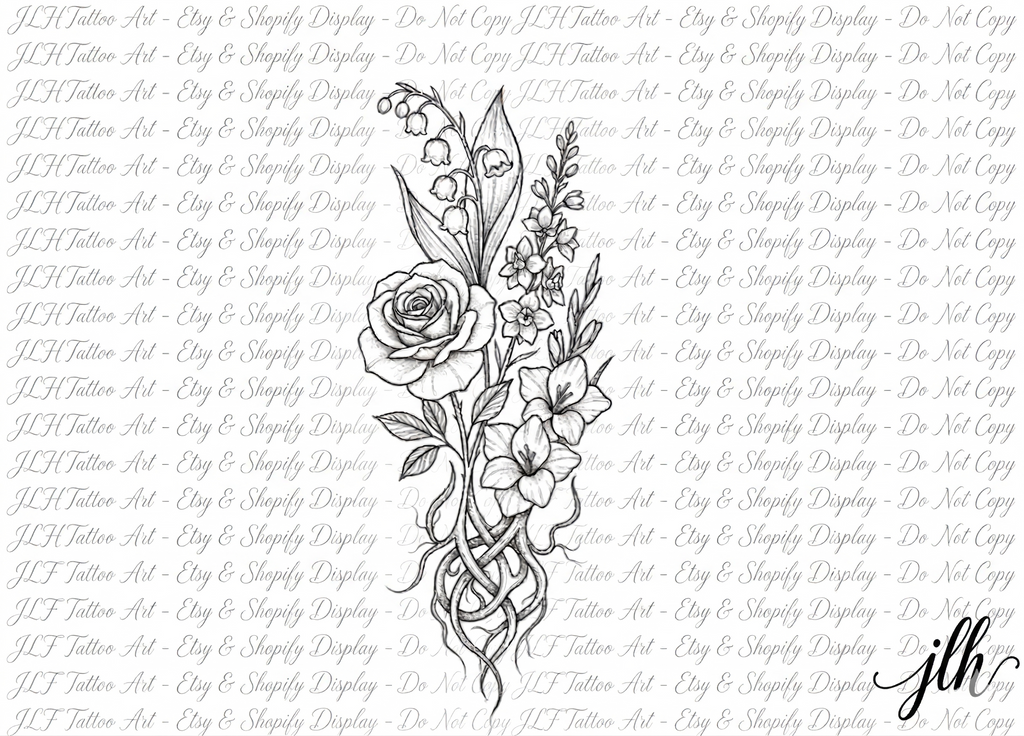 Sibling Birth Flowers | Matching Sibling Tattoo | Personalized Siblings Birth Flower