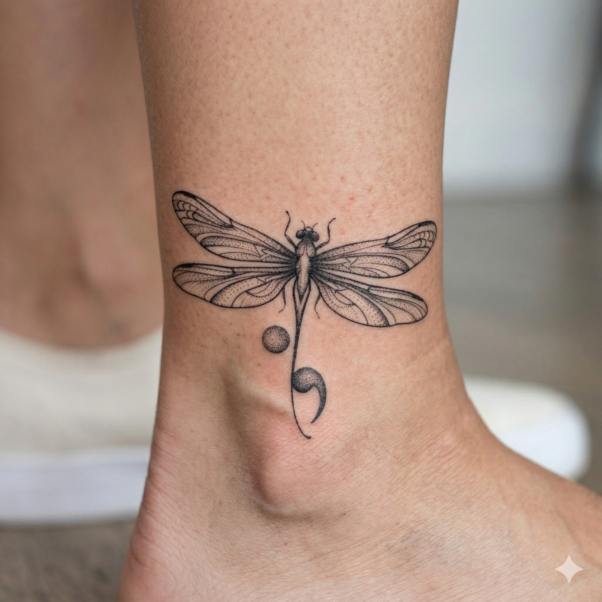 Dragonfly Semicolon Tattoo Design Bundle: Symbol of Hope & Strength