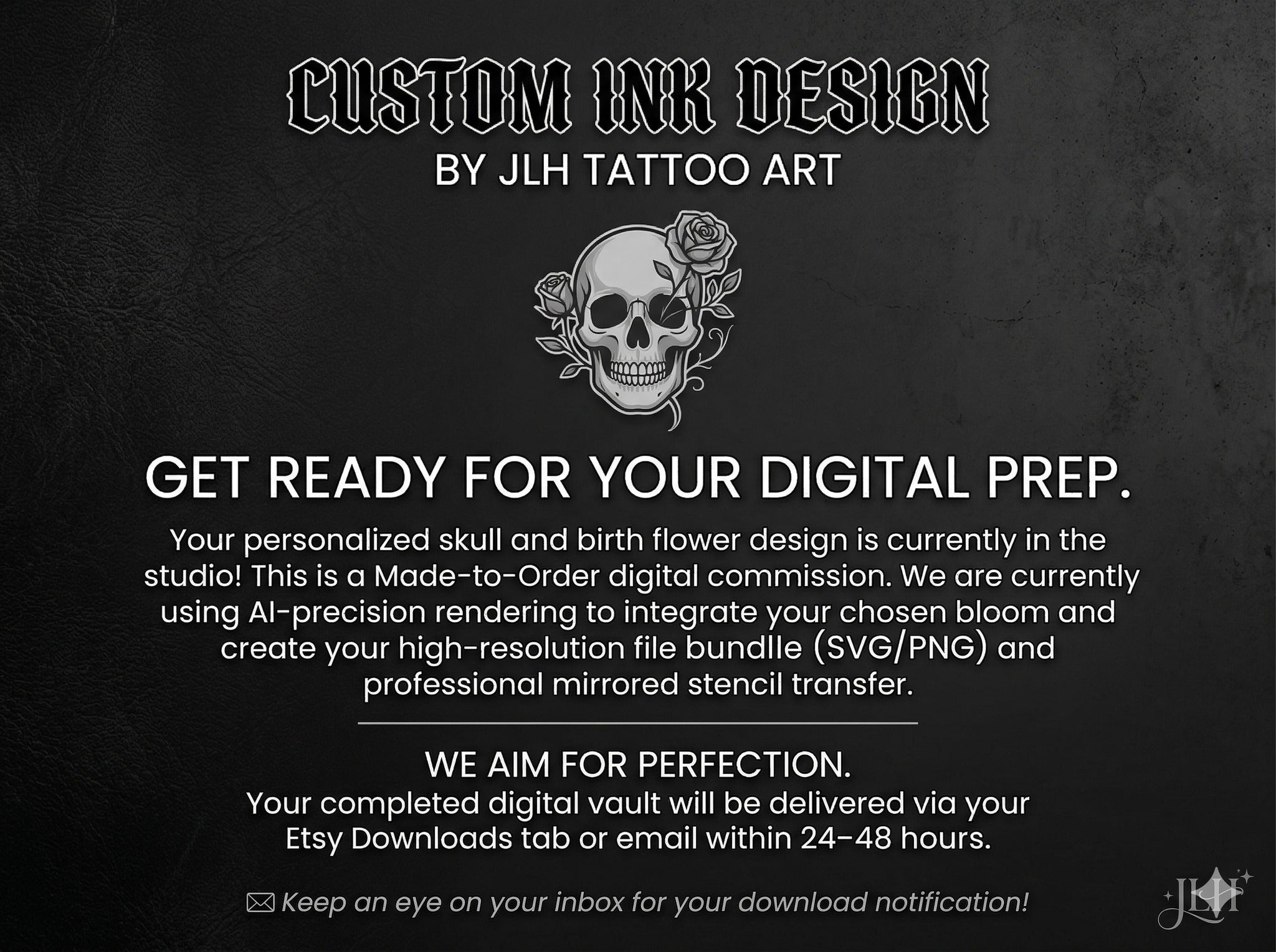 Skull Birth Flowers Tattoo | Digital Download | Personalized Skull Tattoo | Unique Skull Floral Tattoo